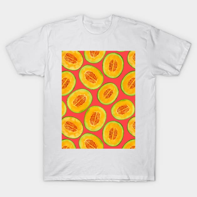 Melon slices watercolor pattern T-Shirt by katerinamk